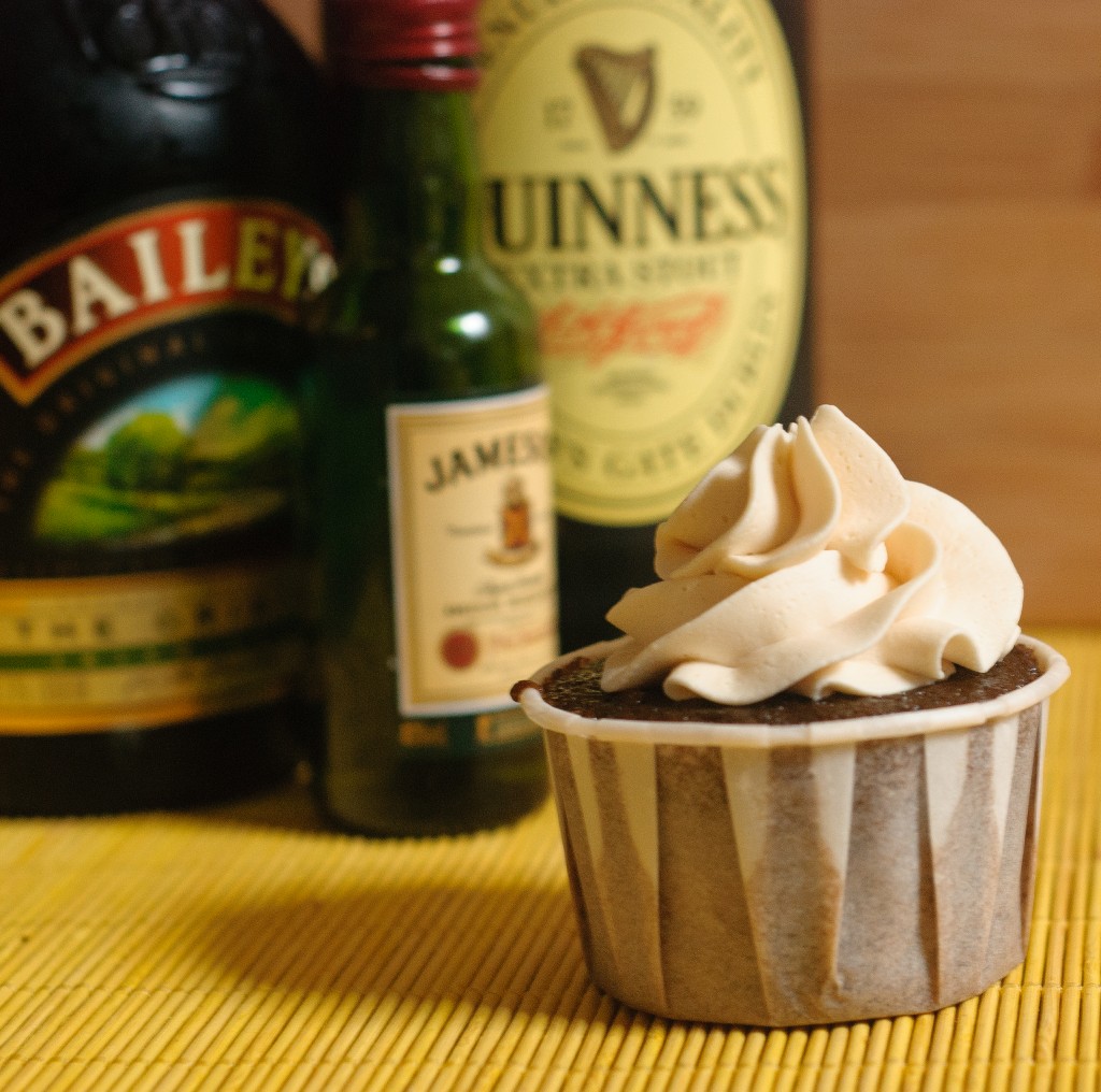 chocolate guinness, whiskey, and beer cupcakes