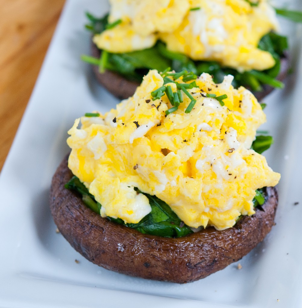 scrambled egg stuffed mushrooms