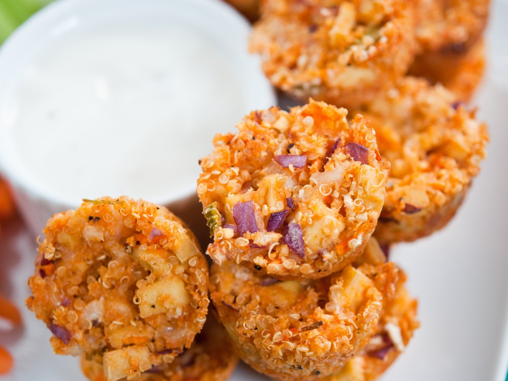 Buffalo Tofu Quinoa Bites