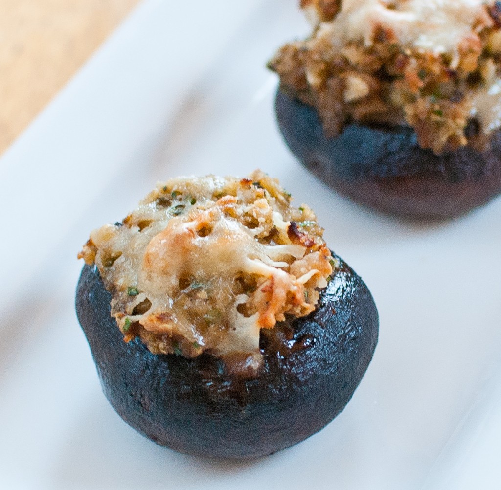 almond stuffed mushrooms with gruyere