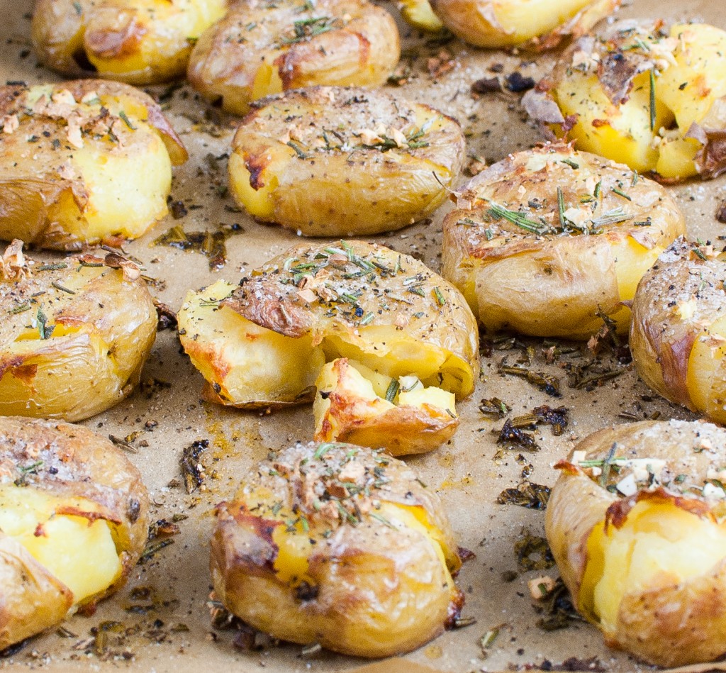 smashed potatoes with garlic and rosemary