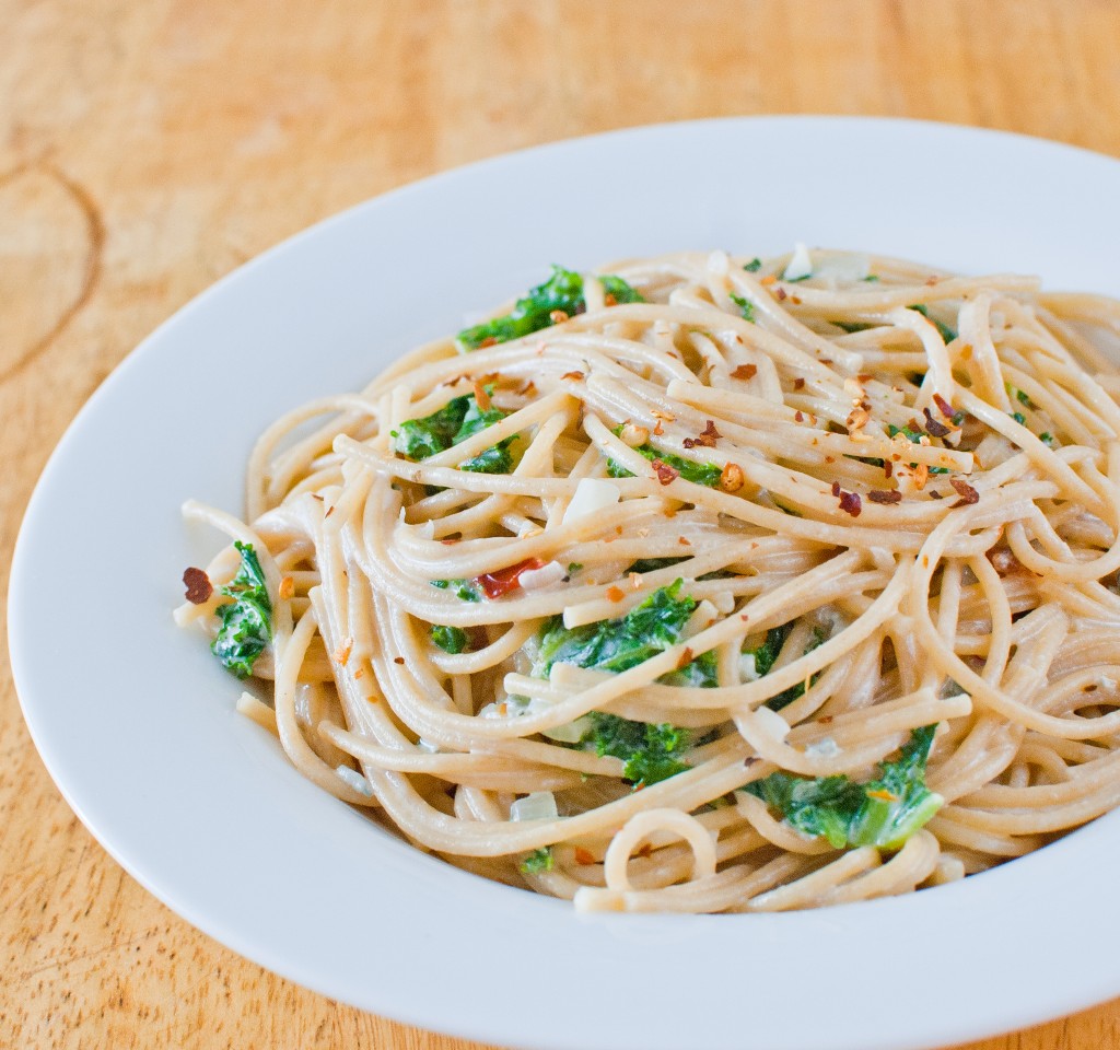 Pasta with Kale and Gorgonzola Sauce - Baked In