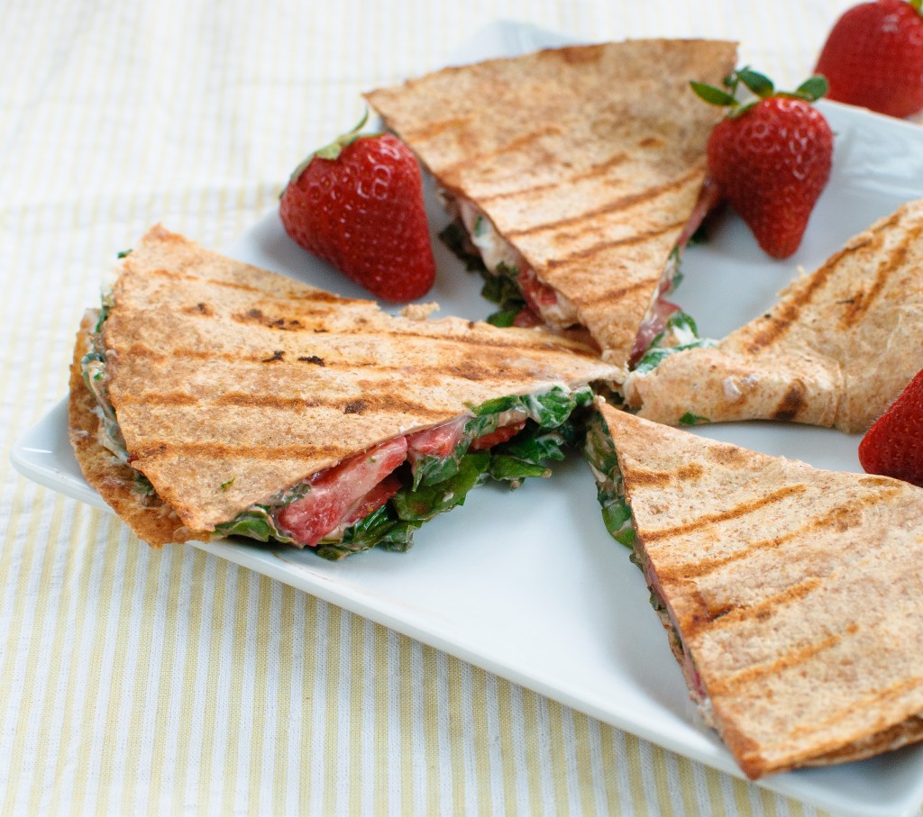 strawberry spinach quesadilla