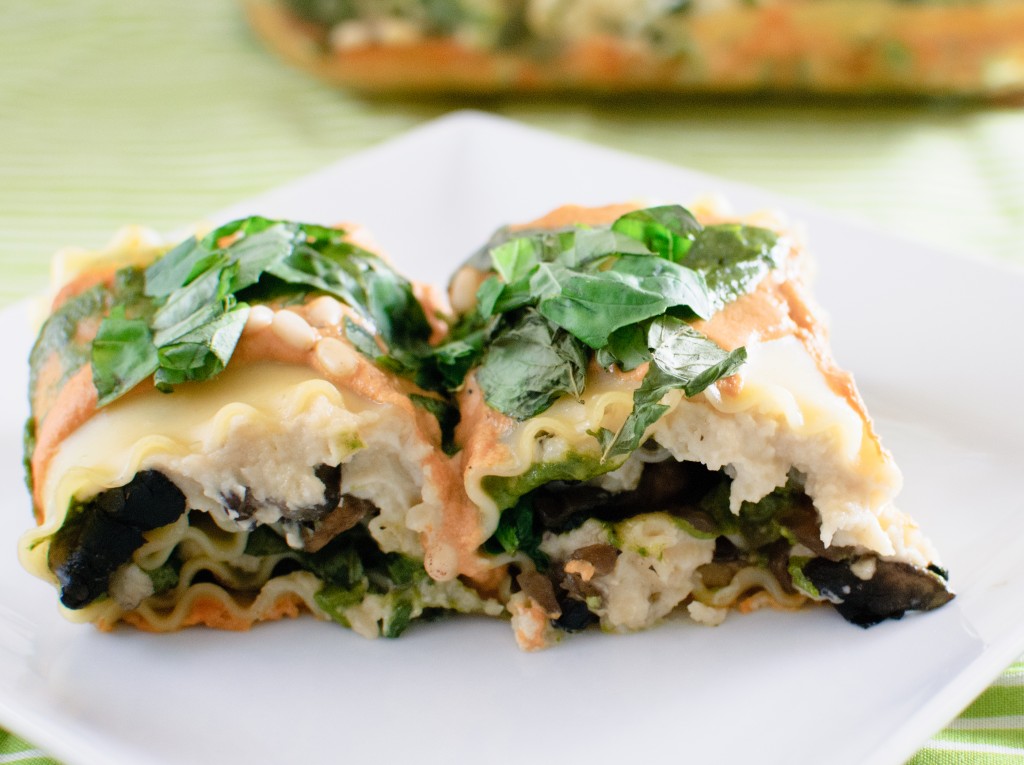 Vegan Spinach and Mushroom Lasagna Rolls