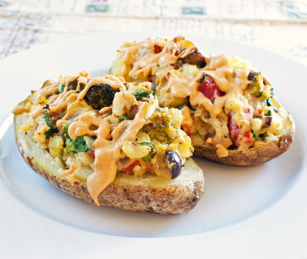 Loaded Greek Twice Baked Potatoes