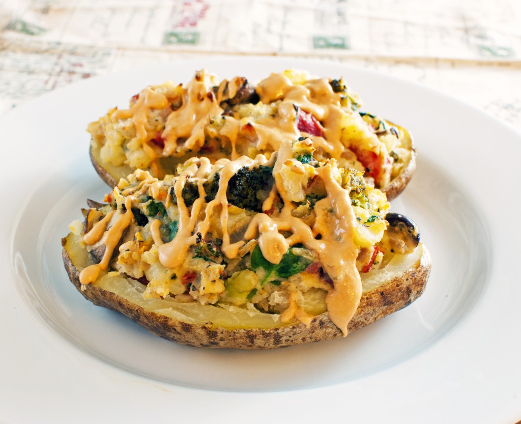 Loaded Greek Twice Baked Potatoes