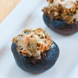 Almond Stuffed Mushrooms with Gruyere